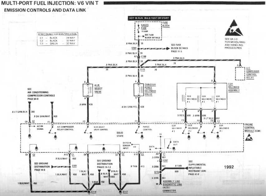 diagram_1992_multi-port_fuel_injection_V6_vinT_emission_controls_and_data_link